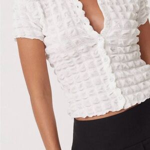 Motel X Olivia Neil Yejin shirt in bubble jersey true white